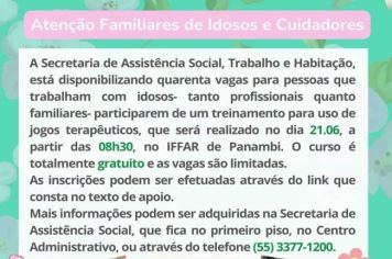 Atenção familiares e profissionais que cuidam de idosos!! 