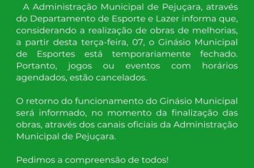 Ginásio Municipal de Esportes passa por obras de melhorias