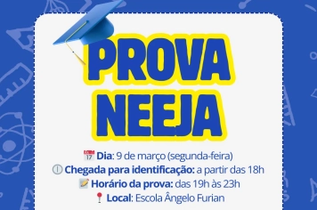 Prova do NEEJA será realizada na segunda-feira, 9 de março