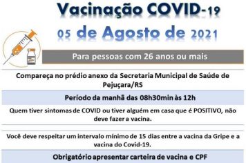 ATENÇÃO PARA A VACINAÇÃO CONTRA A COVID-19 