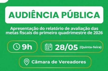 Audiência Pública - Apresentação do Relatório de Avaliação das Metas Fiscais do Primeiro Quadrimestre de 2026
