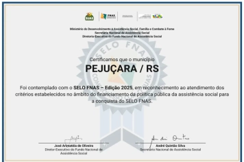 Pejuçara conquista Selo FNAS 2025 e reforça compromisso com a Assistência Social 