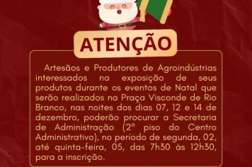 ATENÇÃO, ARTESÃOS E PRODUTORES DE AGROINDÚSTRIAS!