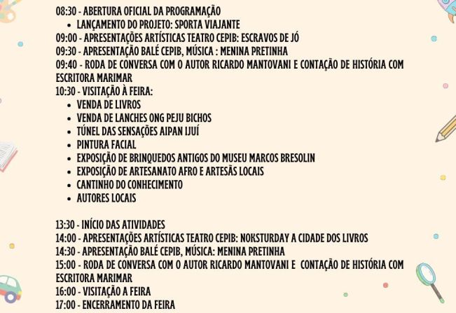 Confira a programação completa da Feira do Livro
