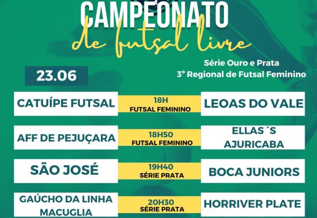Campeonato de Futsal Livre e 3º Regional de Futsal Feminino