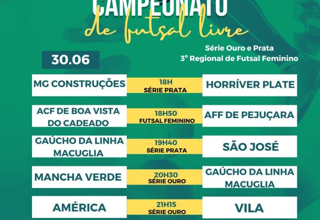 Campeonato de Futsal Livre e Terceiro Regional de Futsal Feminino