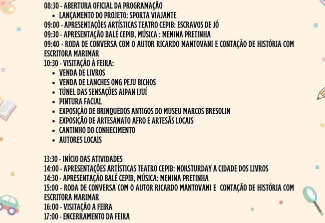 Pejuçara terá Feira do Livro no dia 17 de outubro