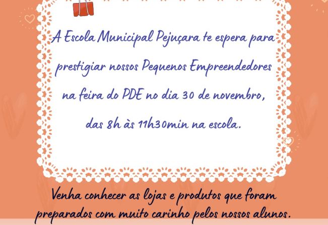 Escola Municipal Pejuçara realizará Feira do PDE no dia 30 de novembro