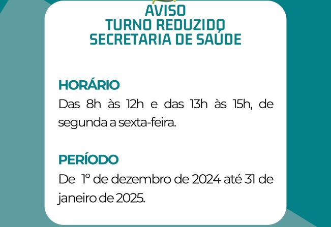 Aviso de turno único e turno reduzido