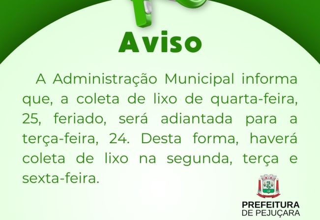 Aviso de Coleta de Lixo