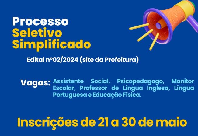 Processo Seletivo Simplificado-Inscrições abertas