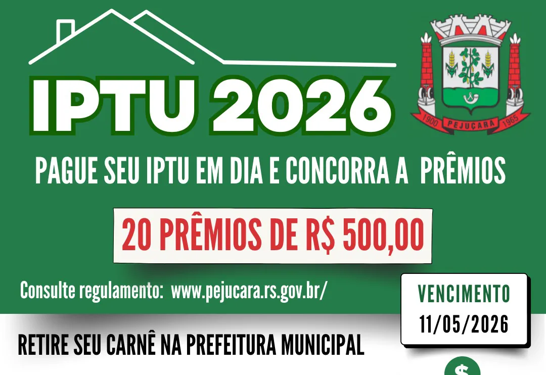 Pague seu IPTU 2026 em dia e concorra a prêmios!