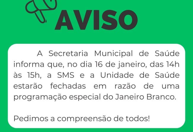 Aviso da Secretaria Municipal de Saúde