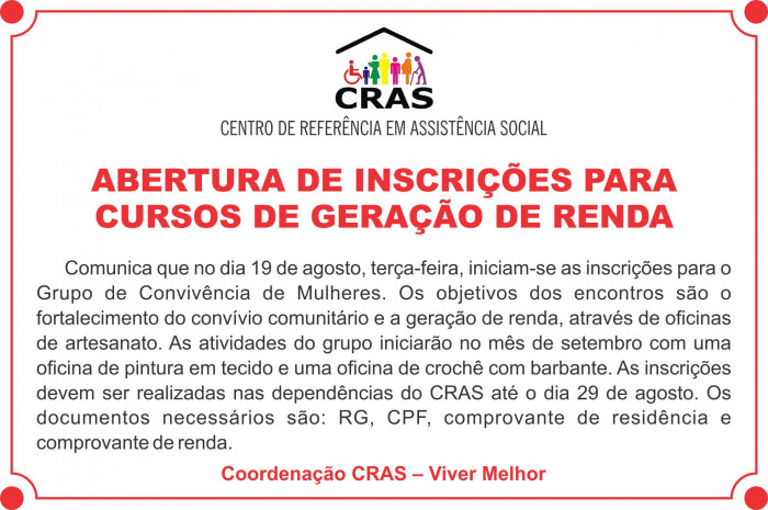 chamada cursos CRAS