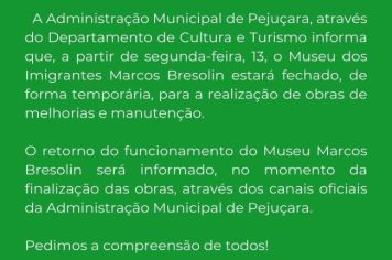 Funcionamento do Museu Marcos Bresolin