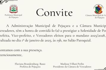 Cerimônia de posse do Executivo e Legislativo será realizada no dia 1º de janeiro