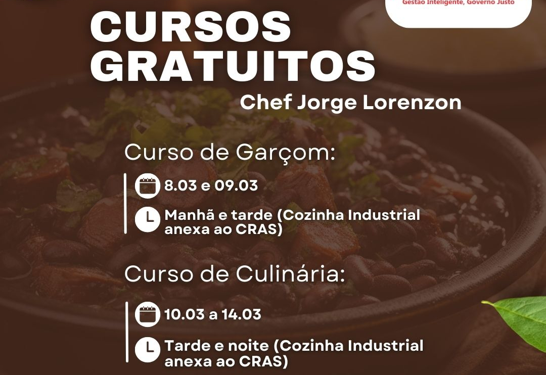 Cursos gratuitos oferecidos pelo CRAS Viver Melhor