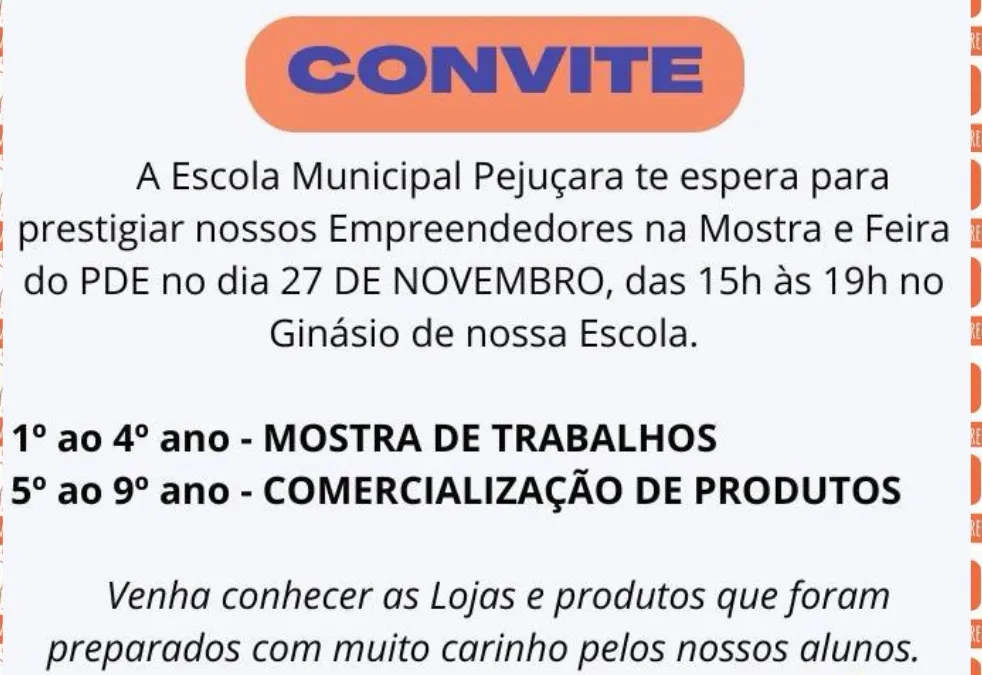 Alunos da Escola Municipal Pejuçara apresentam projetos do Programa Despertar Empreendedor 