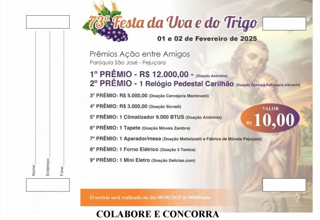 Faltam pouco mais de dez dias para a 73ª Festa da Uva e do Trigo de Pejuçara 