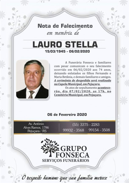 Prefeito decreta luto oficial pelo passamento de Lauro Stella