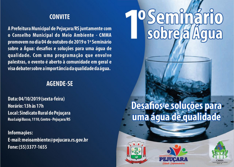 Administração e Conselho Municipal de Meio Ambiente preparam 1º seminário sobre a Água